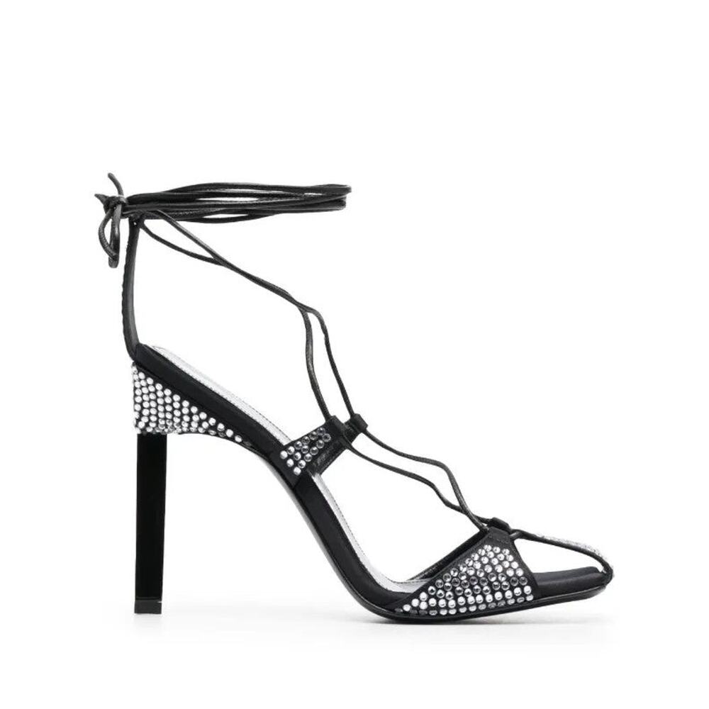 Attico Adele Embellished Open Toe Sandals - It41 Us 11 Silver/Black